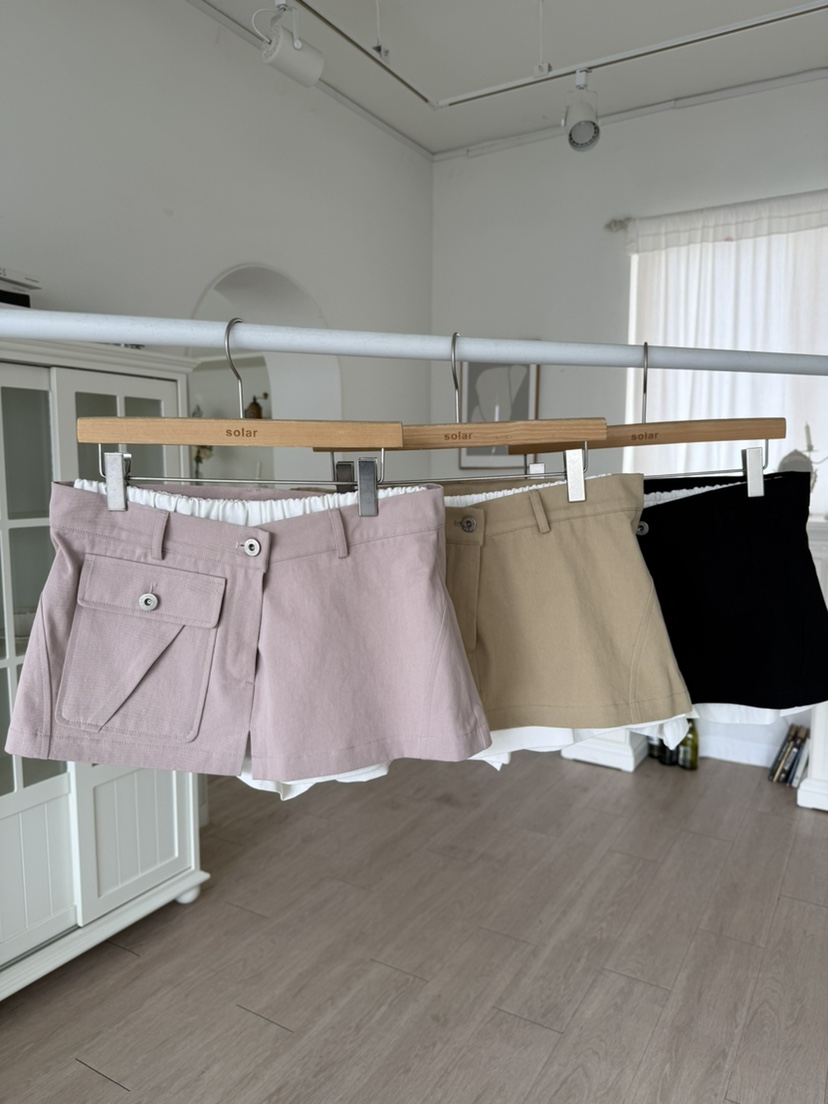 SOLAR韓國東大門直郵女士新品時尚26春夏職業裙褲工裝褲口袋SOLAR裙褲