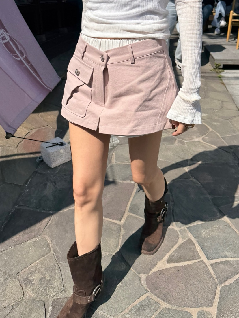 SOLAR韓國東大門直郵女士新品時尚26春夏職業裙褲工裝褲口袋SOLAR裙褲