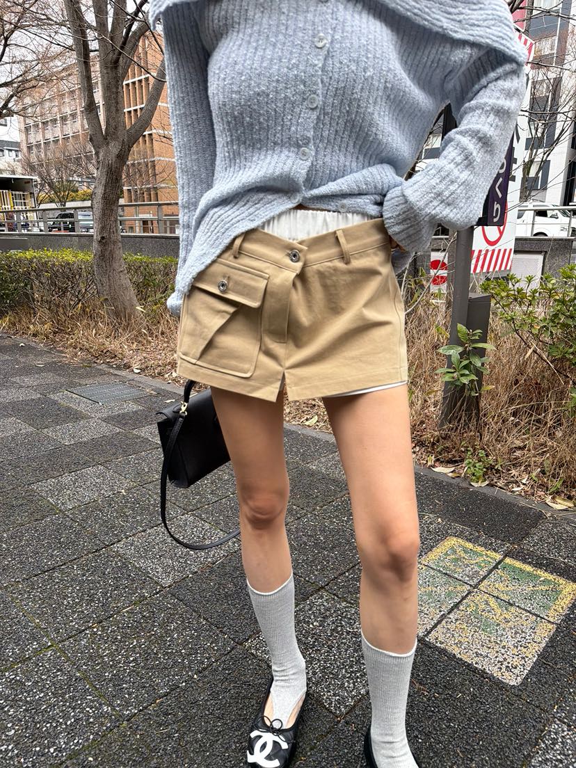 SOLAR韓國東大門直郵女士新品時尚26春夏職業裙褲工裝褲口袋SOLAR裙褲