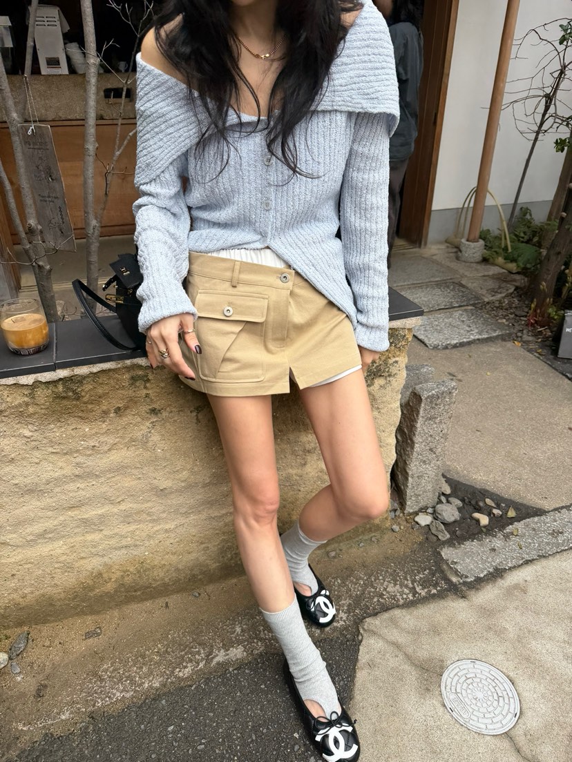 SOLAR韓國東大門直郵女士新品時尚26春夏職業裙褲工裝褲口袋SOLAR裙褲