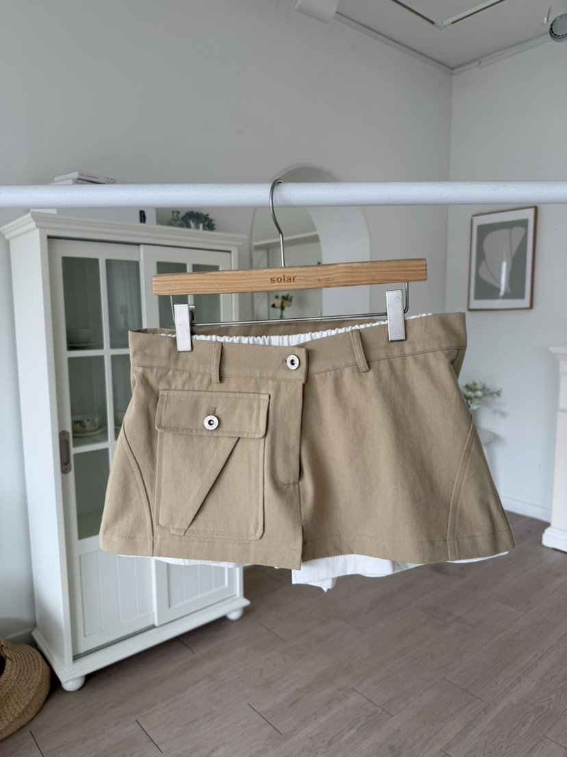 SOLAR韓國東大門直郵女士新品時尚26春夏職業裙褲工裝褲口袋SOLAR裙褲圖色1