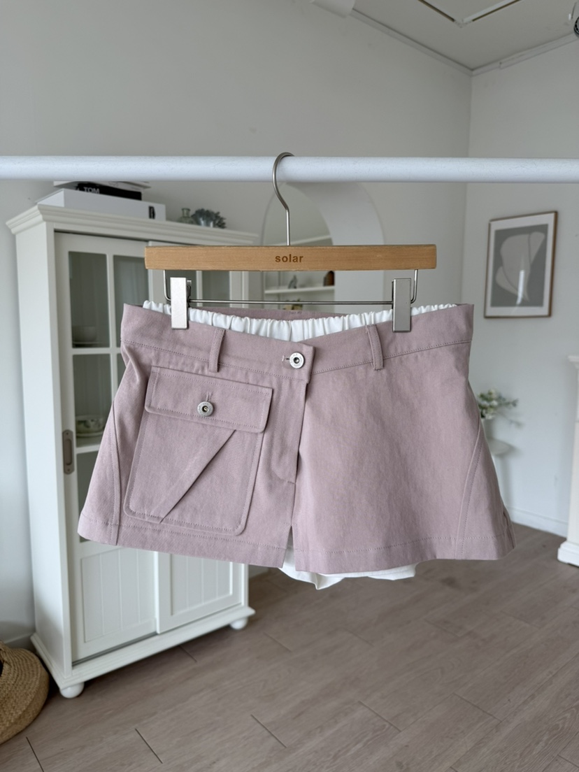 SOLAR韓國東大門直郵女士新品時尚26春夏職業裙褲工裝褲口袋SOLAR裙褲圖色2