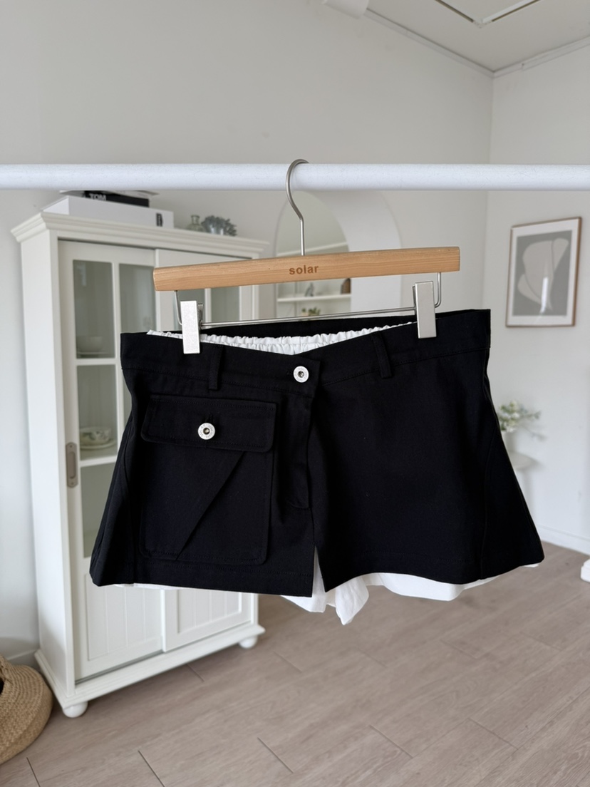 SOLAR韓國東大門直郵女士新品時尚26春夏職業裙褲工裝褲口袋SOLAR裙褲圖色3