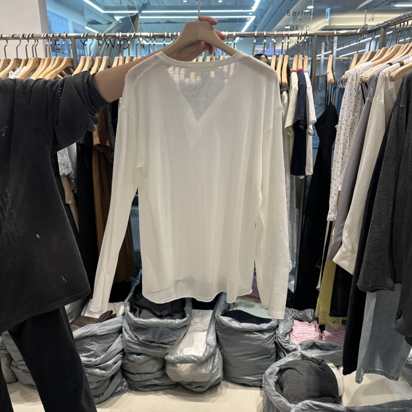 HONG.U韓國東大門直郵女士新品職業人氣26春夏長袖T恤亞麻HONG.U長袖T恤