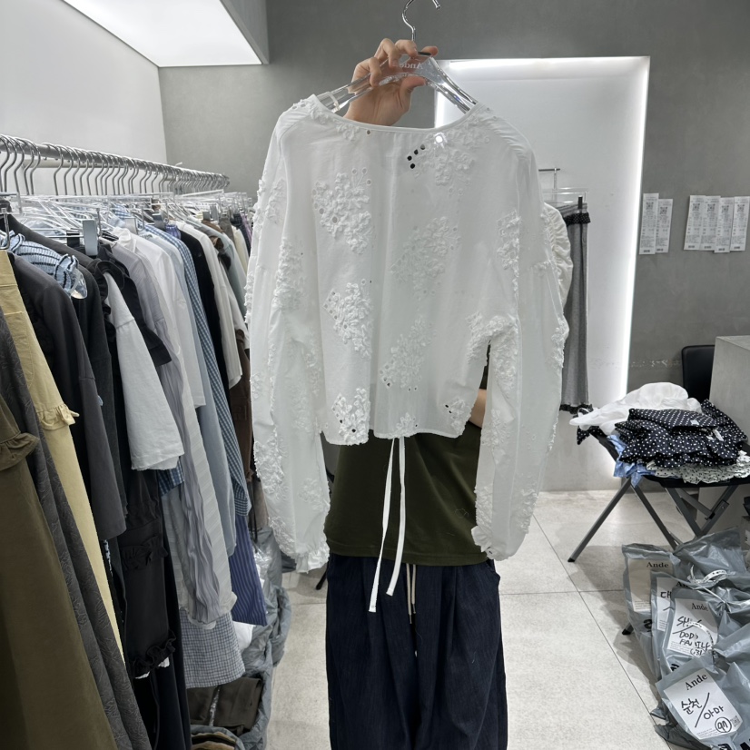 ANDE東大門代購女士新品熱賣休閑推薦職業襯衫蕾絲衫花朵Ande襯衫/蕾絲衫