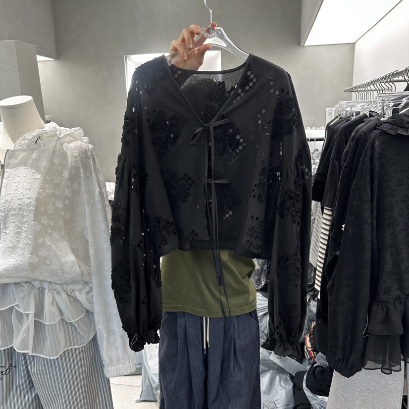 ANDE東大門代購女士新品熱賣休閑推薦職業襯衫蕾絲衫花朵Ande襯衫/蕾絲衫圖色2