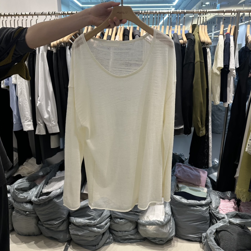 HONG.U東大門代購女裝新款真品休閑職業26春夏針織衫亞麻圓領HONG.U針織衫圖色1