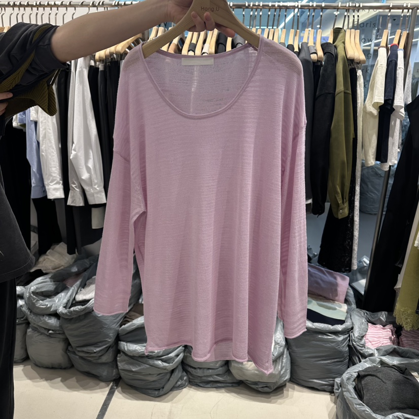 HONG.U東大門代購女裝新款真品休閑職業26春夏針織衫亞麻圓領HONG.U針織衫圖色2
