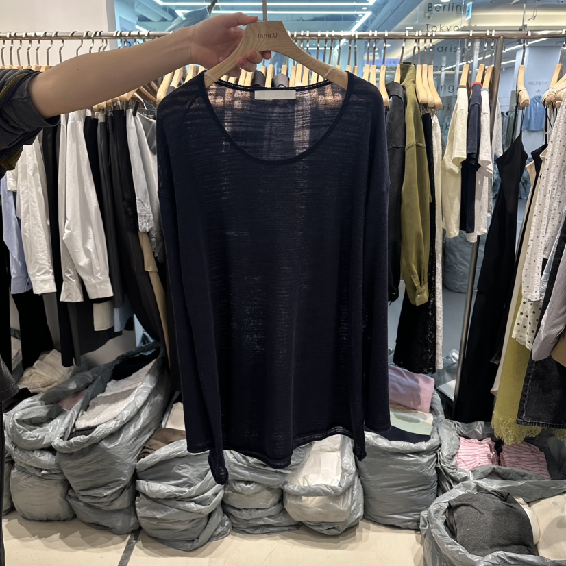 HONG.U東大門代購女裝新款真品休閑職業26春夏針織衫亞麻圓領HONG.U針織衫圖色4