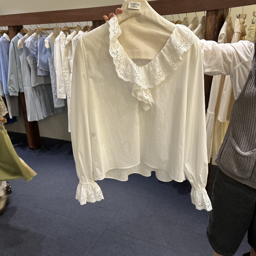 FURE韓國代購女士新品推薦時尚休閑職業26春夏襯衫蕾絲衫鏤空FURE襯衫/蕾絲衫圖色1