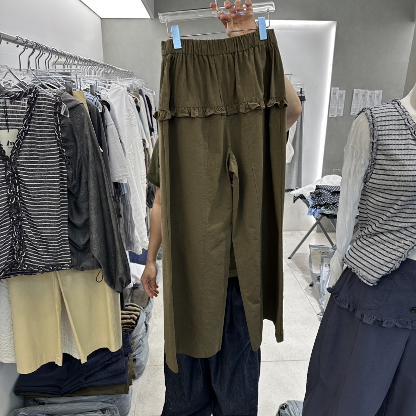 ANDE東大門代購女裝新品推薦人氣職業時尚休閑褲荷葉邊水洗Ande休閑褲