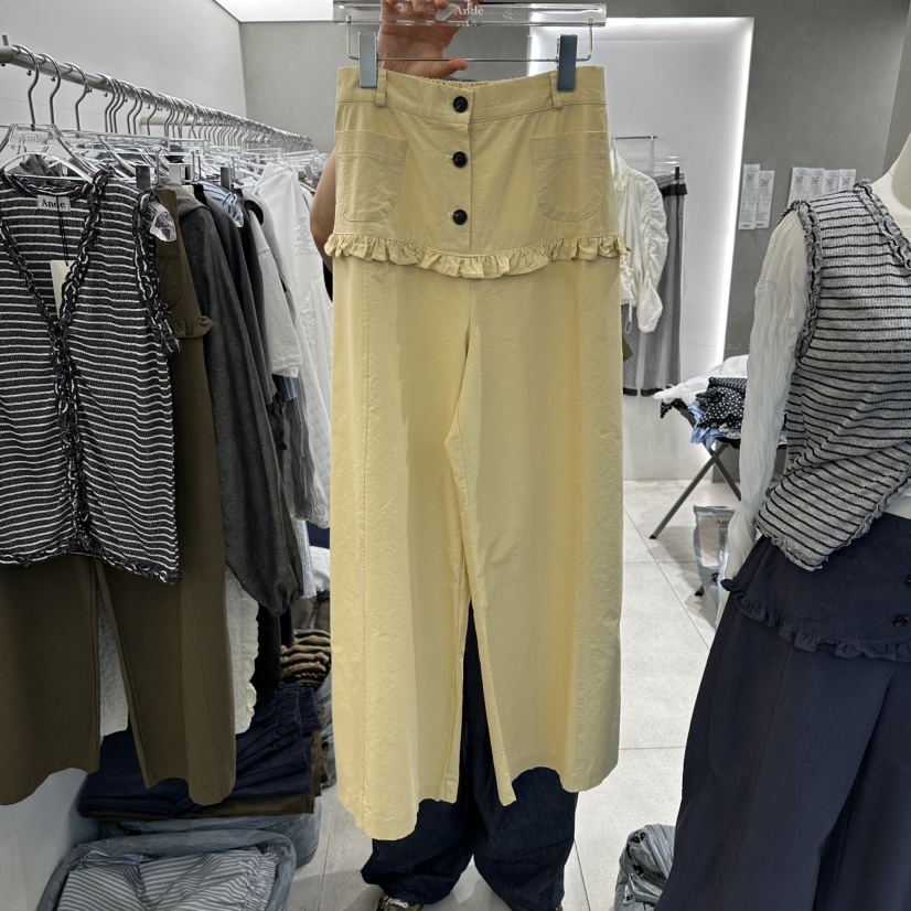 ANDE東大門代購女裝新品推薦人氣職業時尚休閑褲荷葉邊水洗Ande休閑褲圖色1