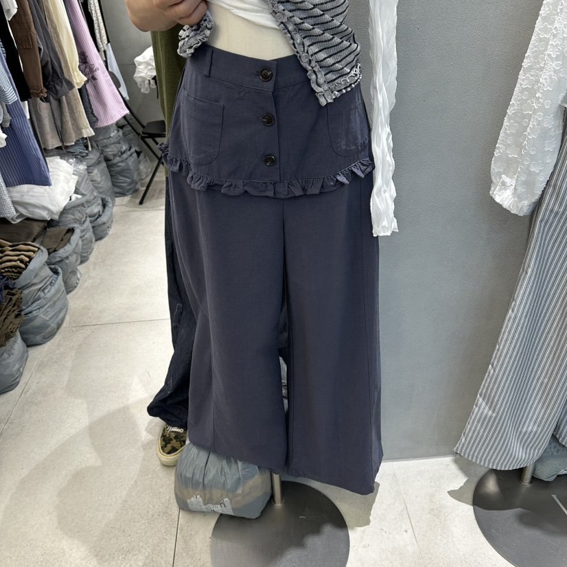 ANDE東大門代購女裝新品推薦人氣職業時尚休閑褲荷葉邊水洗Ande休閑褲圖色2