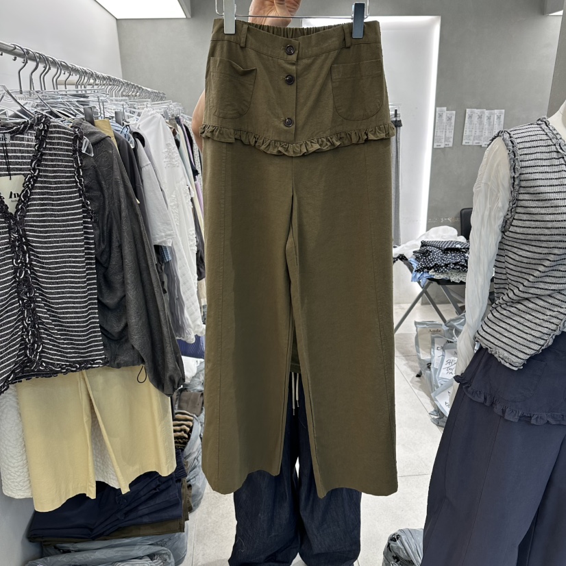 ANDE東大門代購女裝新品推薦人氣職業時尚休閑褲荷葉邊水洗Ande休閑褲圖色3