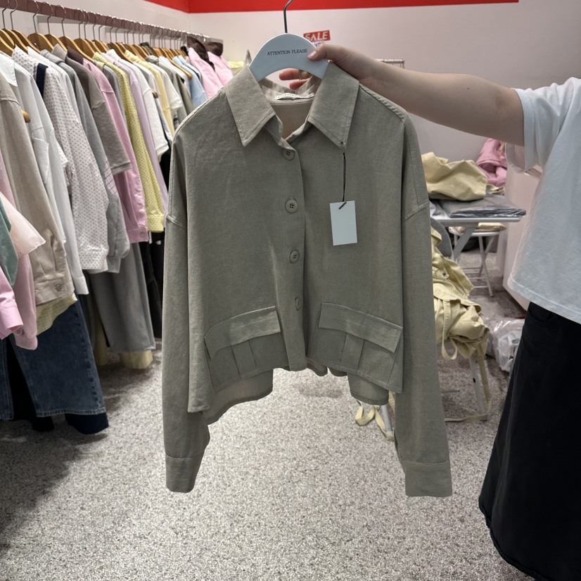 ATPZ韓國直郵女裝新款休閑熱賣時尚襯衫蕾絲衫不含內搭口袋ATTENTION PLEAES襯衫/蕾絲衫圖色1