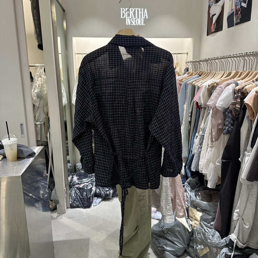 BERTHA東大門代購女裝新品26春夏職業真品襯衫蕾絲衫格子BERTHA襯衫/蕾絲衫