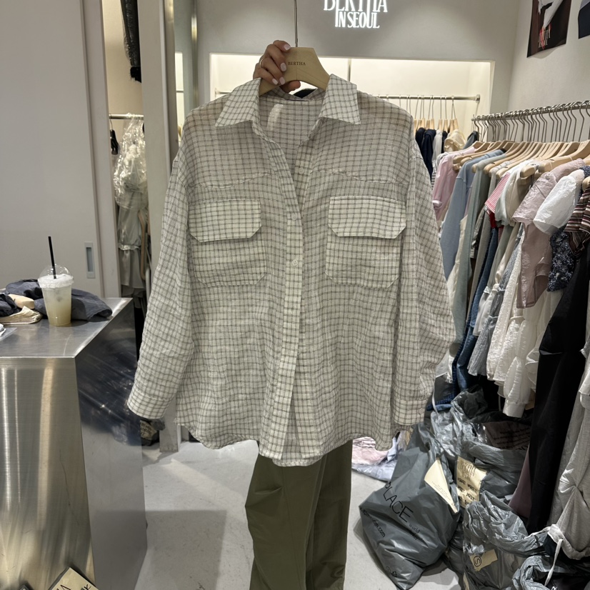 BERTHA東大門代購女裝新品26春夏職業真品襯衫蕾絲衫格子BERTHA襯衫/蕾絲衫圖色1