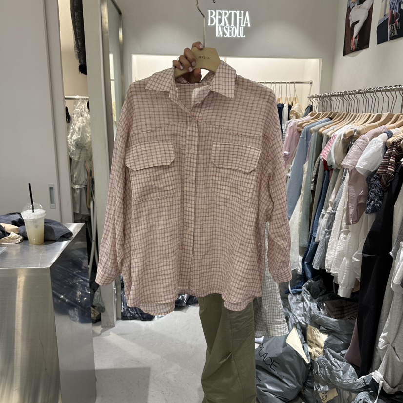 BERTHA東大門代購女裝新品26春夏職業真品襯衫蕾絲衫格子BERTHA襯衫/蕾絲衫圖色2