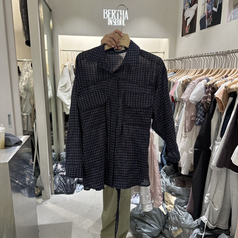 BERTHA東大門代購女裝新品26春夏職業真品襯衫蕾絲衫格子BERTHA襯衫/蕾絲衫圖色3