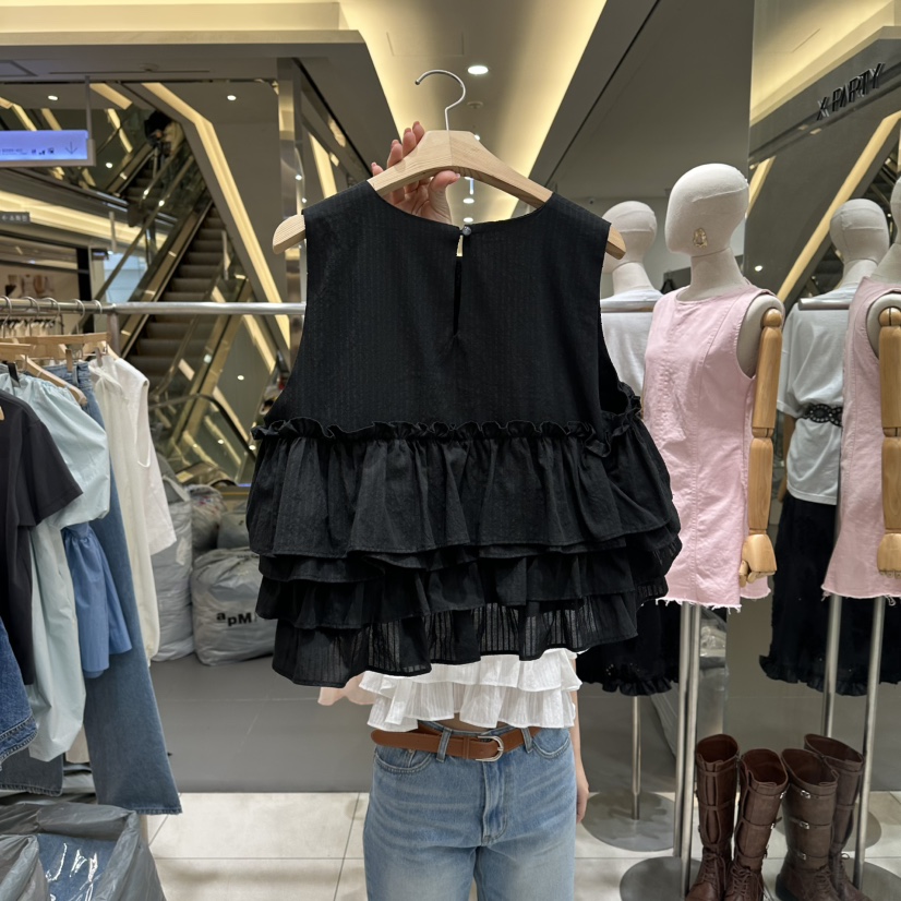 XPARTY韓國直郵女士新品職業人氣休閑時尚吊帶背心荷葉邊XPARTY吊帶/背心