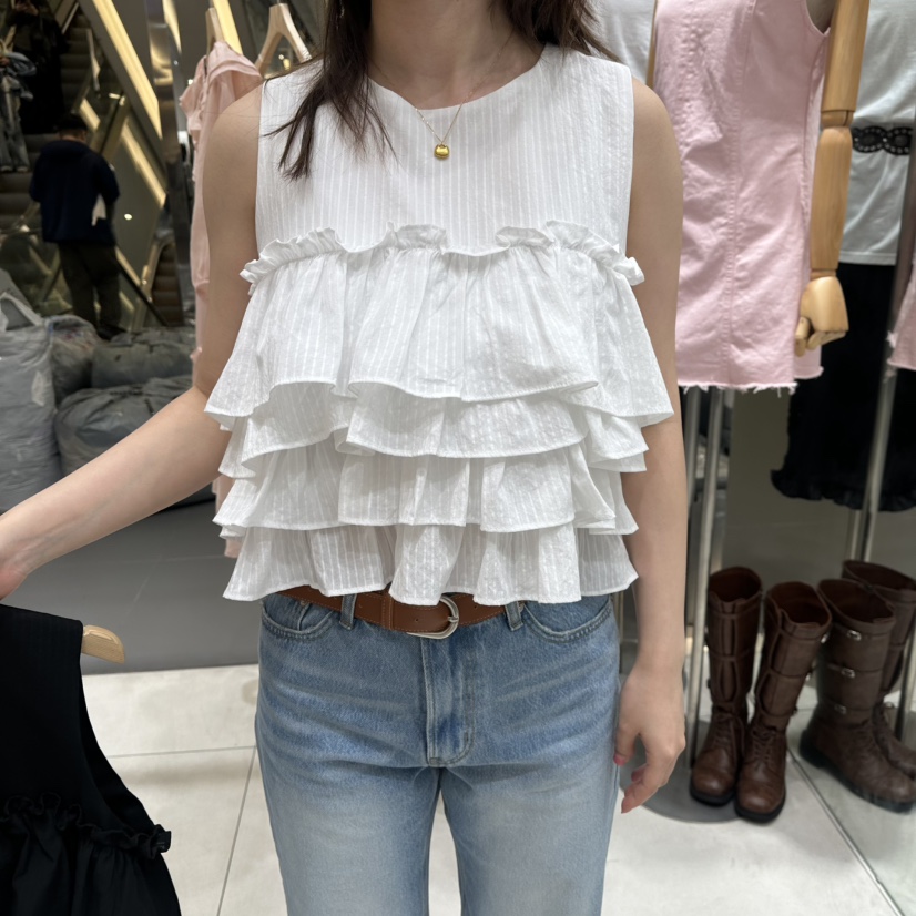 XPARTY韓國直郵女士新品職業人氣休閑時尚吊帶背心荷葉邊XPARTY吊帶/背心圖色1