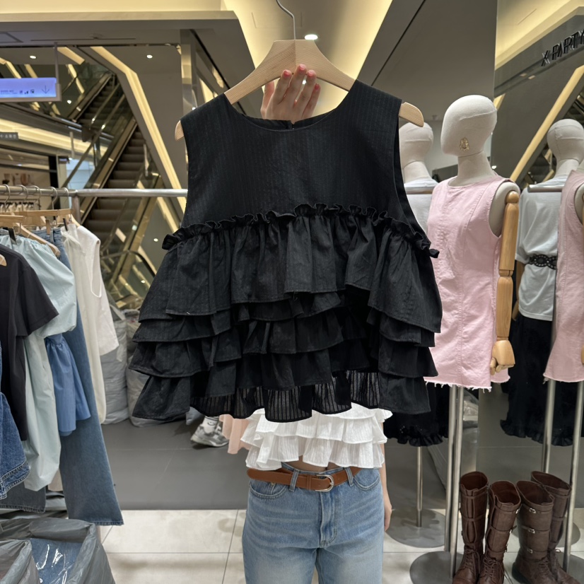 XPARTY韓國直郵女士新品職業人氣休閑時尚吊帶背心荷葉邊XPARTY吊帶/背心圖色2