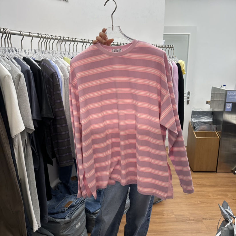 GABIZON韓國直郵女士新品職業休閑時尚熱賣人氣長袖T恤條紋GABIZON長袖T恤圖色1