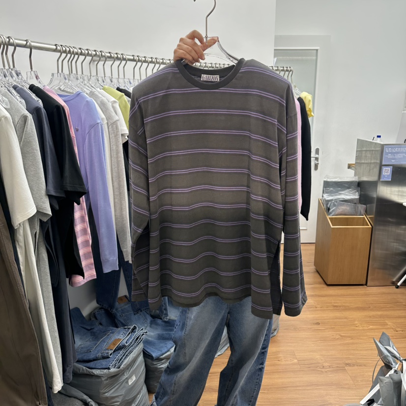 GABIZON韓國直郵女士新品職業休閑時尚熱賣人氣長袖T恤條紋GABIZON長袖T恤圖色2