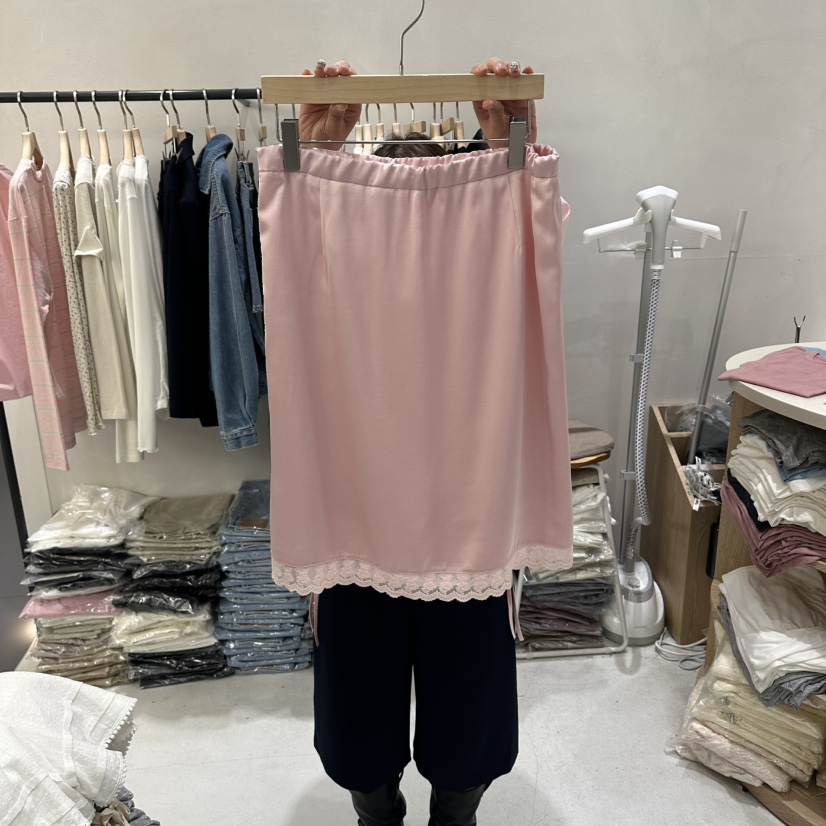 AURA韓國代購女裝新款26春夏休閑真品半身裙中短裙蕾絲絲綢Au ra半身裙/中短裙圖色2