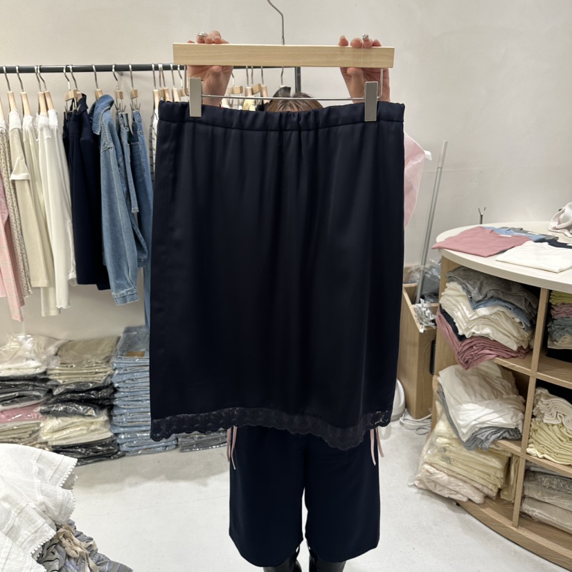 AURA韓國代購女裝新款26春夏休閑真品半身裙中短裙蕾絲絲綢Au ra半身裙/中短裙圖色3