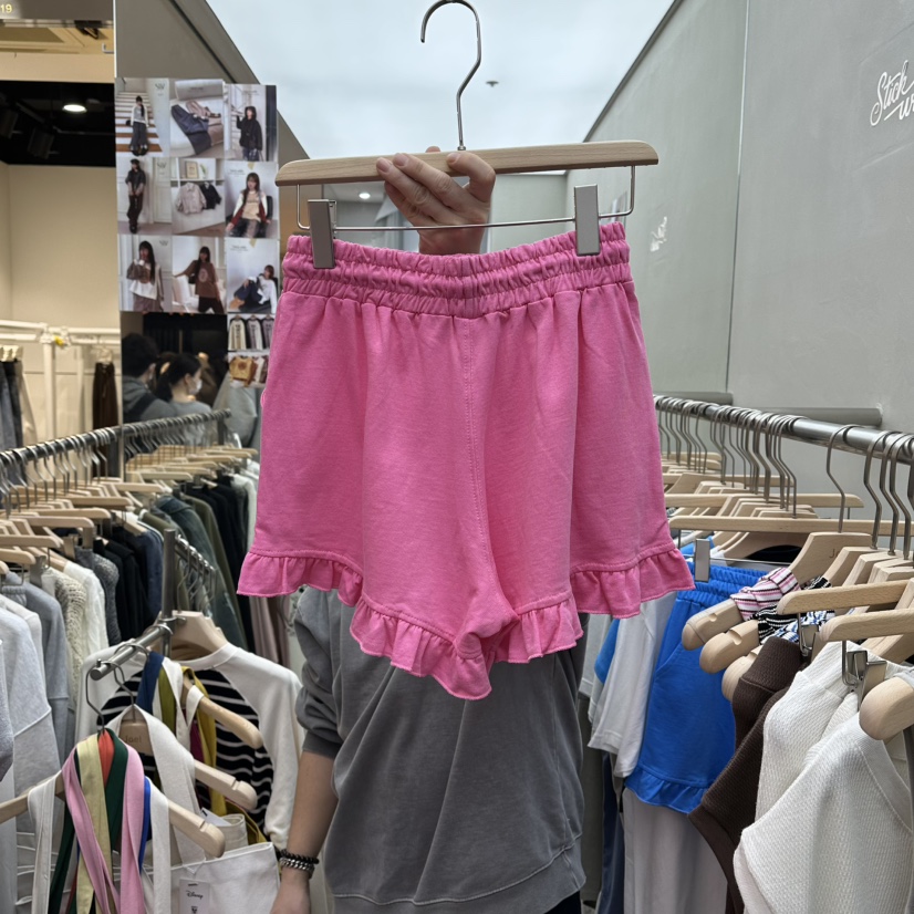 STICK WITH東大門實拍女士新款時尚熱賣人氣休閑短褲豬皮STICK WITH短褲