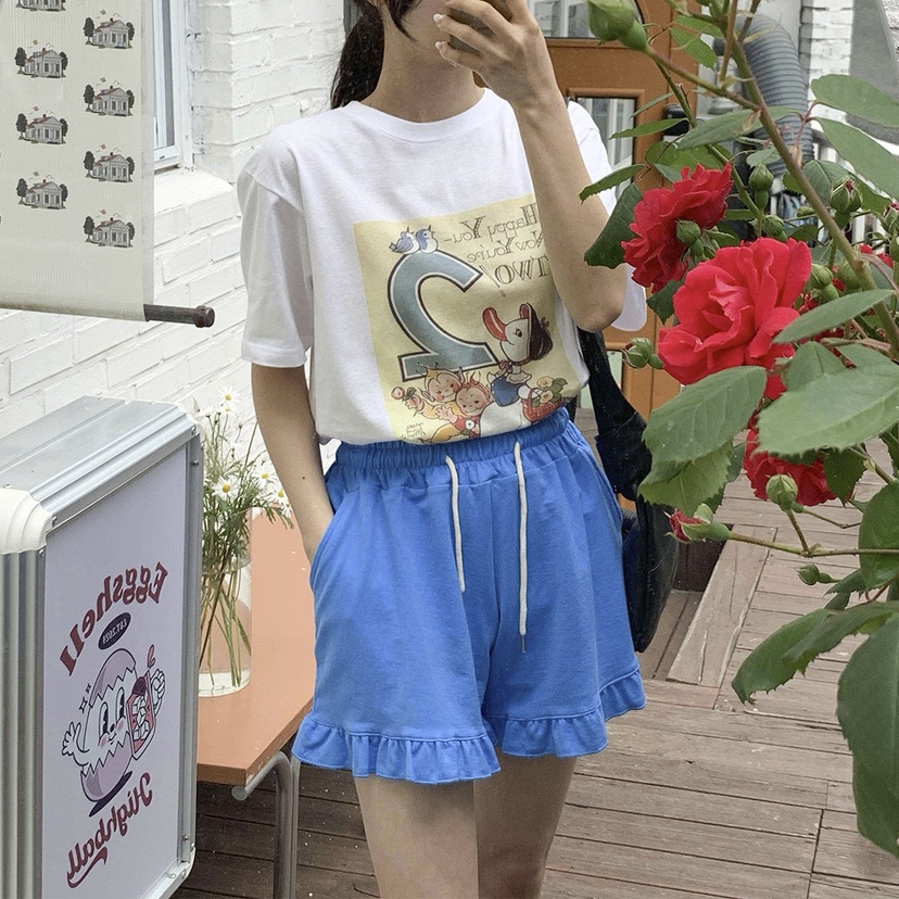 STICK WITH東大門實拍女士新款時尚熱賣人氣休閑短褲豬皮STICK WITH短褲