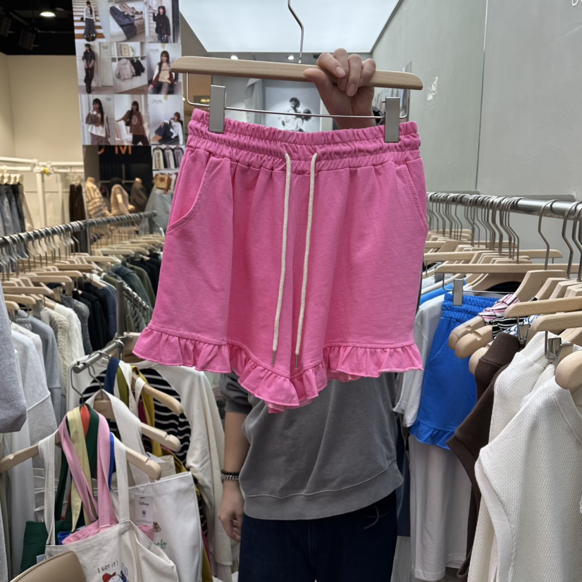 STICK WITH東大門實拍女士新款時尚熱賣人氣休閑短褲豬皮STICK WITH短褲圖色2