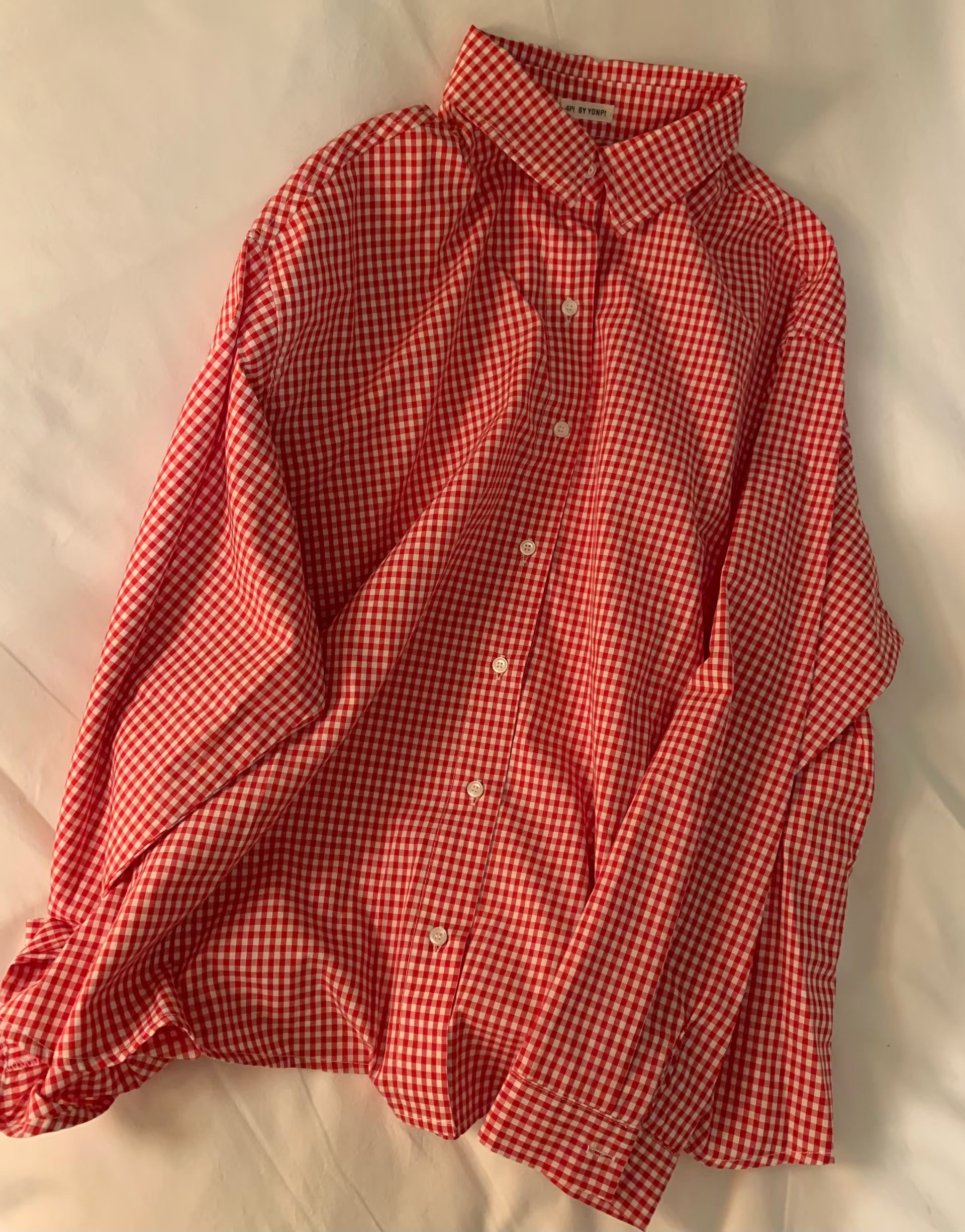 4PI東大門實拍女裝新款熱賣26春夏真品時尚休閑襯衫蕾絲衫4PI襯衫/蕾絲衫圖色1