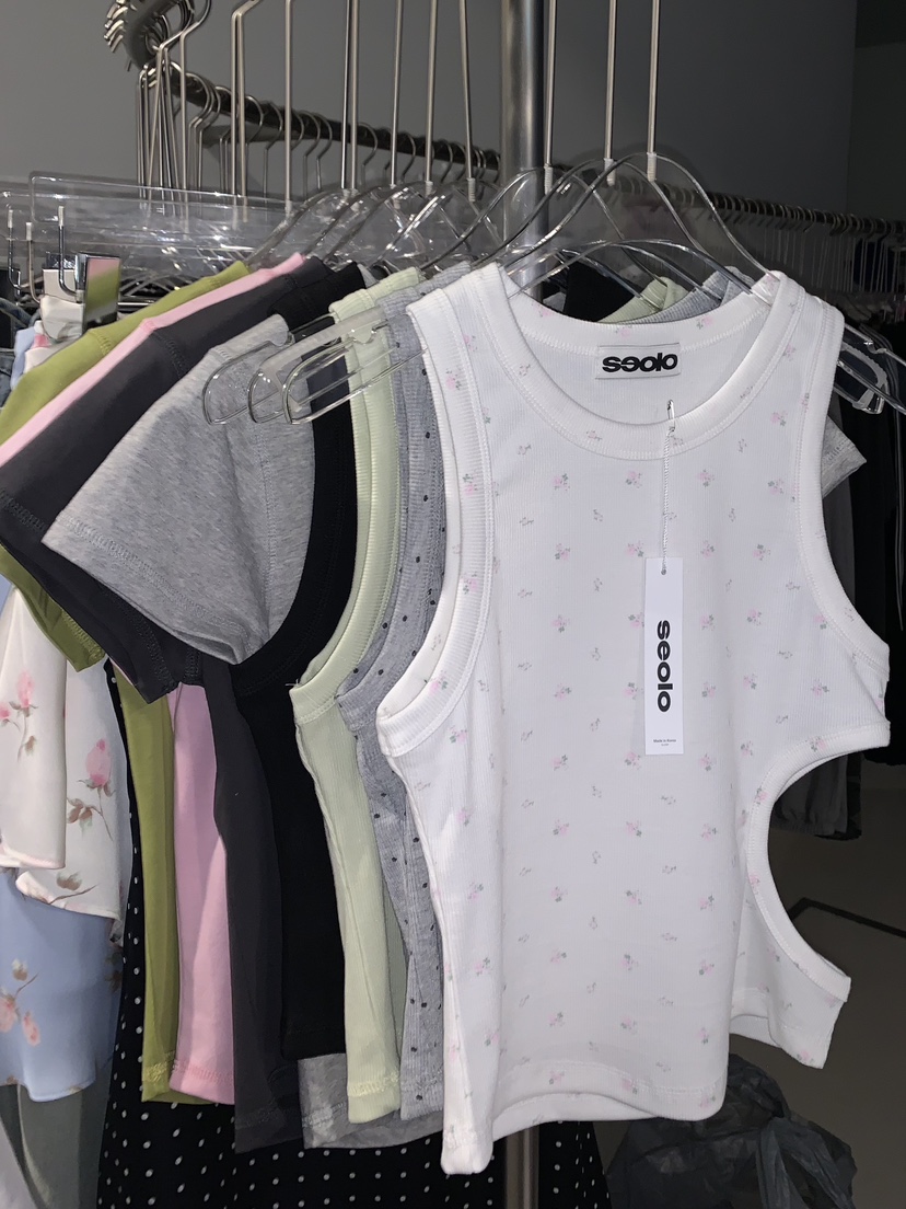 SEOLO韓國直郵女士新款真品休閑推薦時尚熱賣吊帶背心羅紋Seolo seoul吊帶/背心