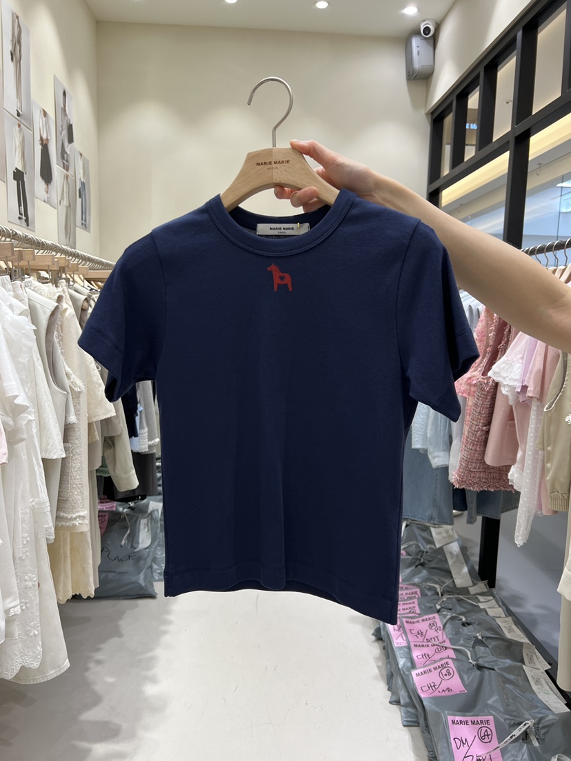 MARIE MARIE韓國直郵實拍女裝新款推薦職業時尚熱賣26春夏T恤MARIE MARIET恤圖色2深藍色