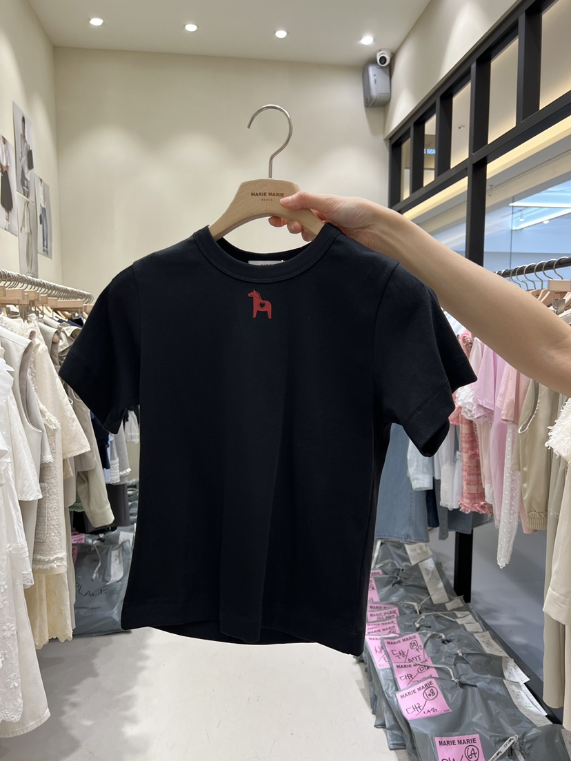 MARIE MARIE韓國直郵實拍女裝新款推薦職業時尚熱賣26春夏T恤MARIE MARIET恤圖色4黑色