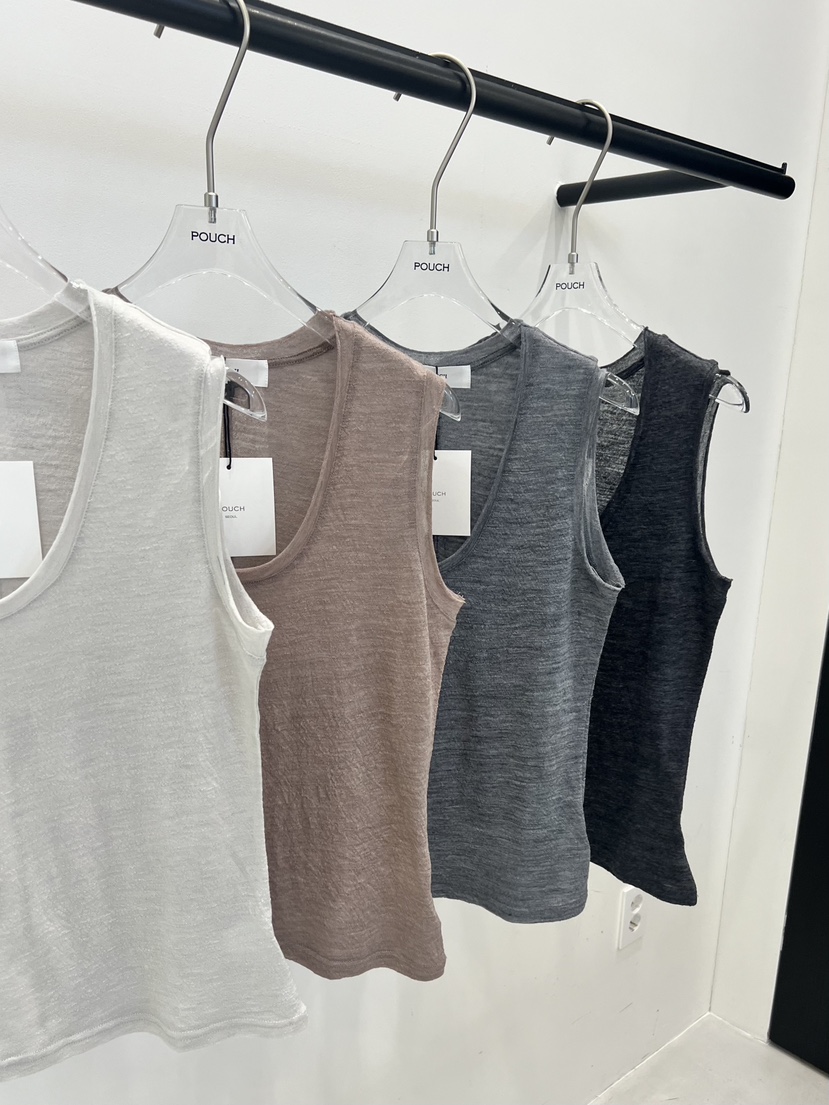 POUCH韓國東大門直郵女士新款推薦熱賣人氣吊帶背心亞麻布POUCH吊帶/背心