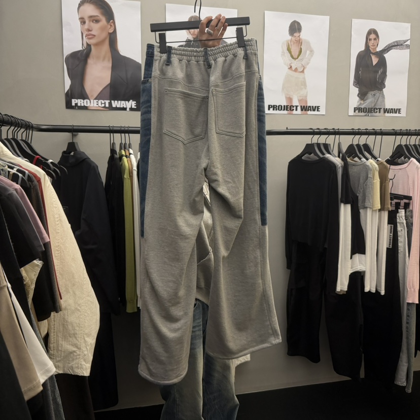 PROJECT WAVE-P韓國代購女裝新款時尚職業26春夏牛仔褲拼色PROJECT WAVE牛仔褲