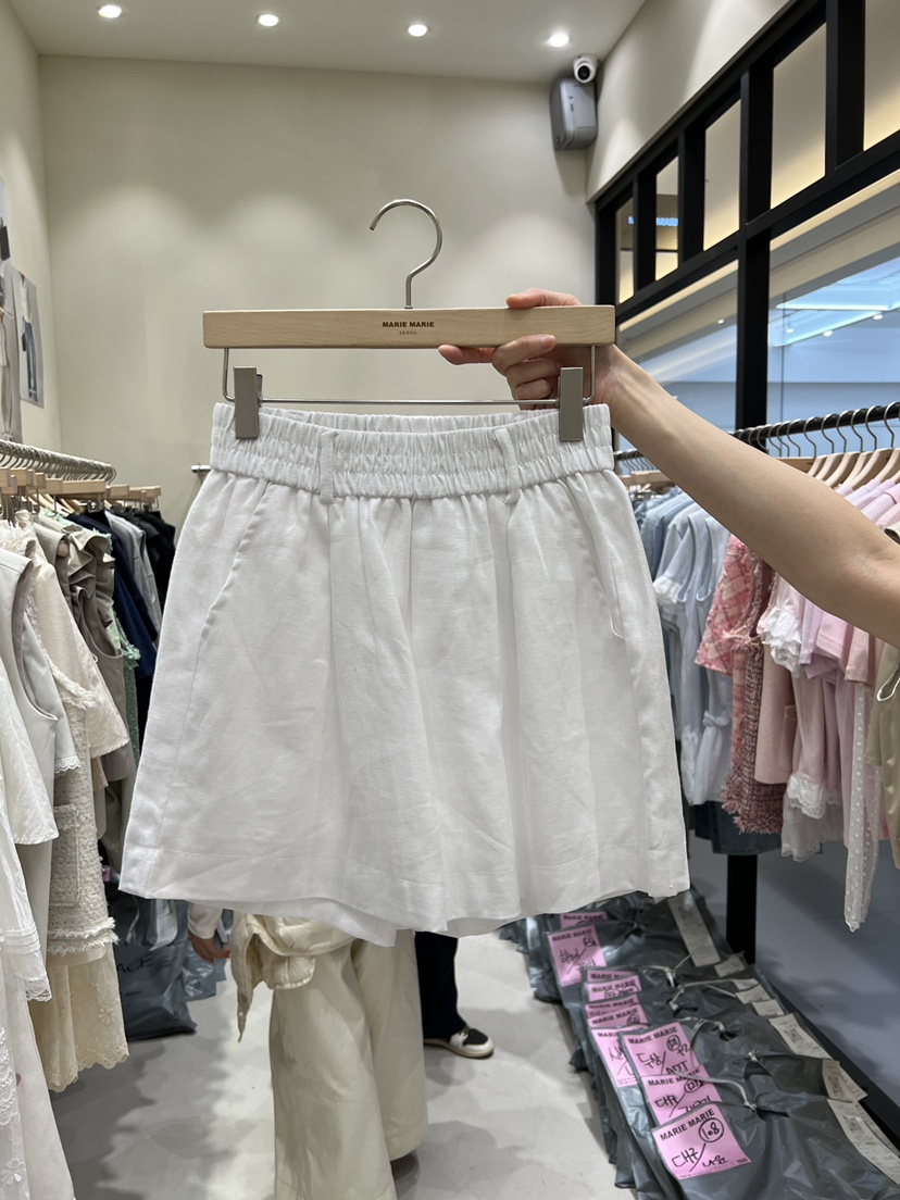 MARIE MARIE韓國直郵女裝新品職業休閑人氣短褲含腰帶亞麻MARIE MARIE短褲圖色3
