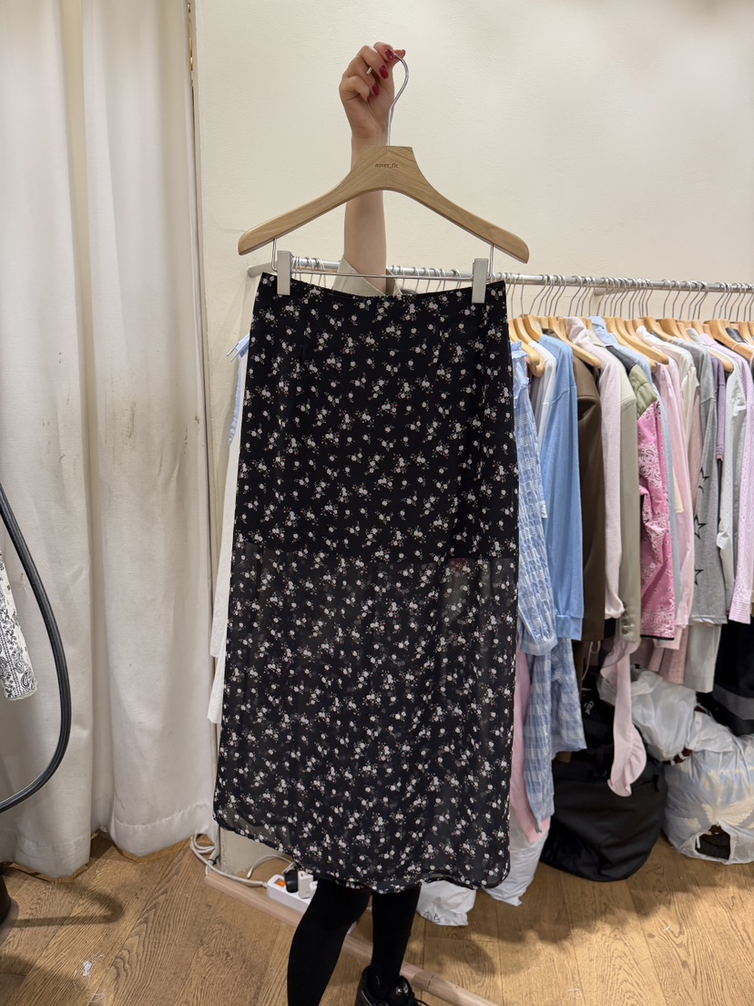 AUVERFIT韓國東大門代購女士新品人氣休閑職業長裙花朵雪紡AUVERFIT長裙圖色3