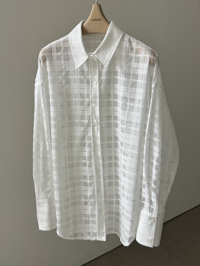 LOWBURN韓國直郵女士新款休閑推薦熱賣襯衫蕾絲衫格子透明LOWBURN襯衫/蕾絲衫圖色1