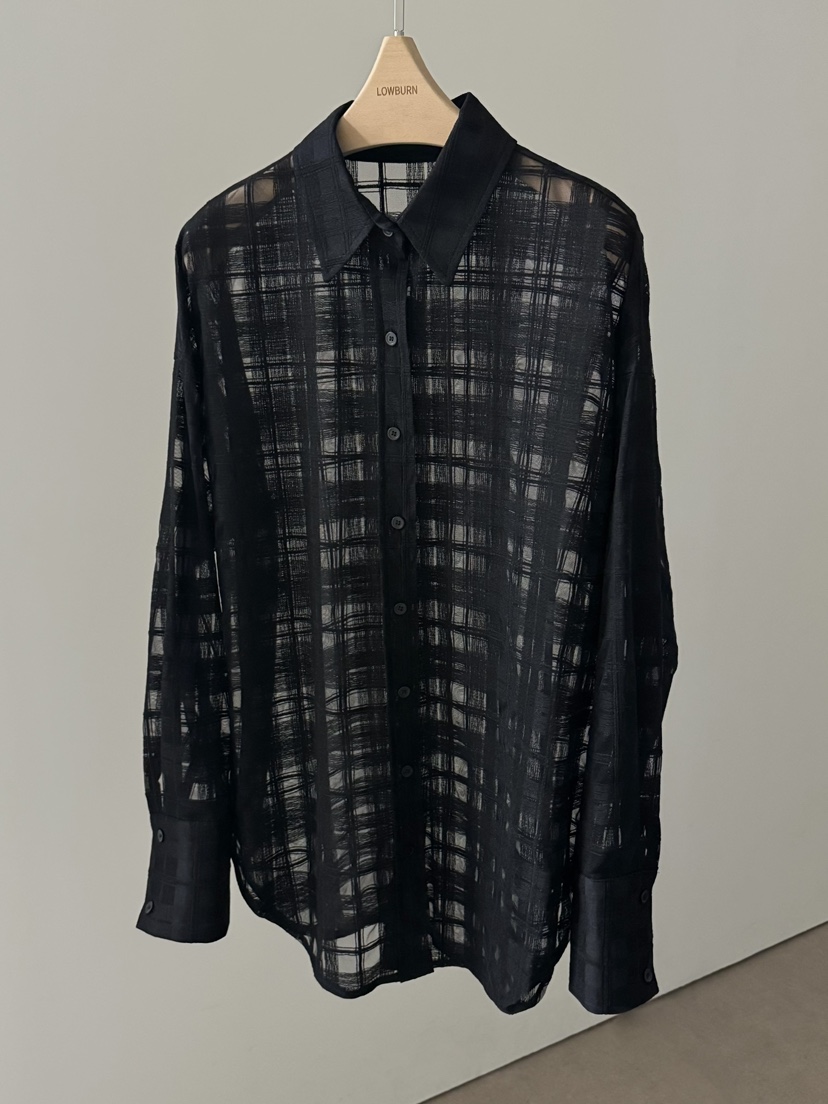 LOWBURN韓國直郵女士新款休閑推薦熱賣襯衫蕾絲衫格子透明LOWBURN襯衫/蕾絲衫圖色2