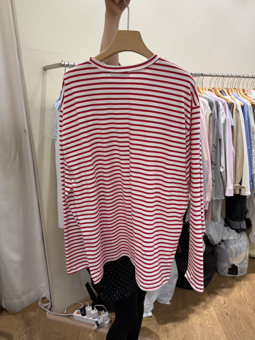 AUVERFIT韓國東大門代購女裝新款26春夏休閑時尚長袖T恤條紋AUVERFIT長袖T恤