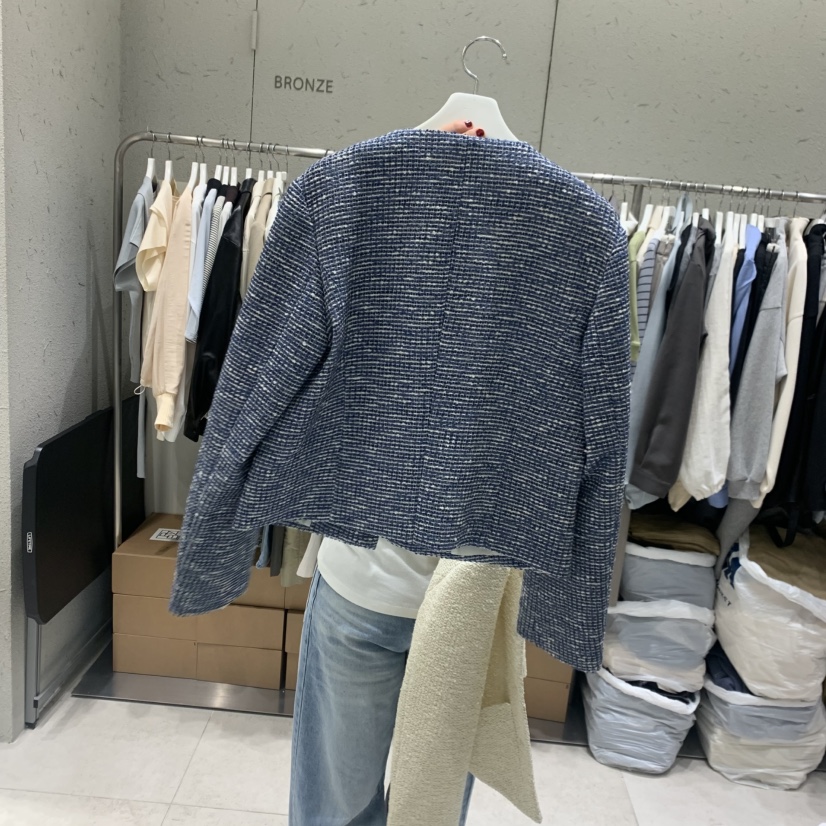 BRONZE韓國東大門代購女士新款熱賣26春夏休閑夾克粗花呢BRONZE夾克