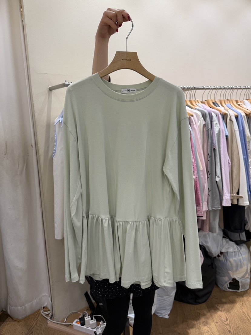 AUVERFIT韓國直郵女士新品26春夏推薦熱賣人氣長袖T恤褶皺AUVERFIT長袖T恤圖色2