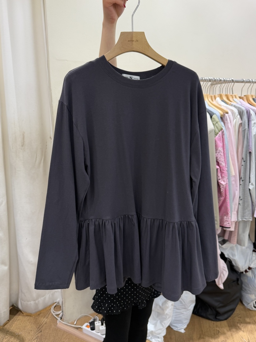 AUVERFIT韓國直郵女士新品26春夏推薦熱賣人氣長袖T恤褶皺AUVERFIT長袖T恤圖色3