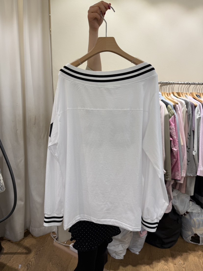 AUVERFIT韓國代購女裝新品推薦職業休閑26春夏長袖T恤露肩AUVERFIT長袖T恤