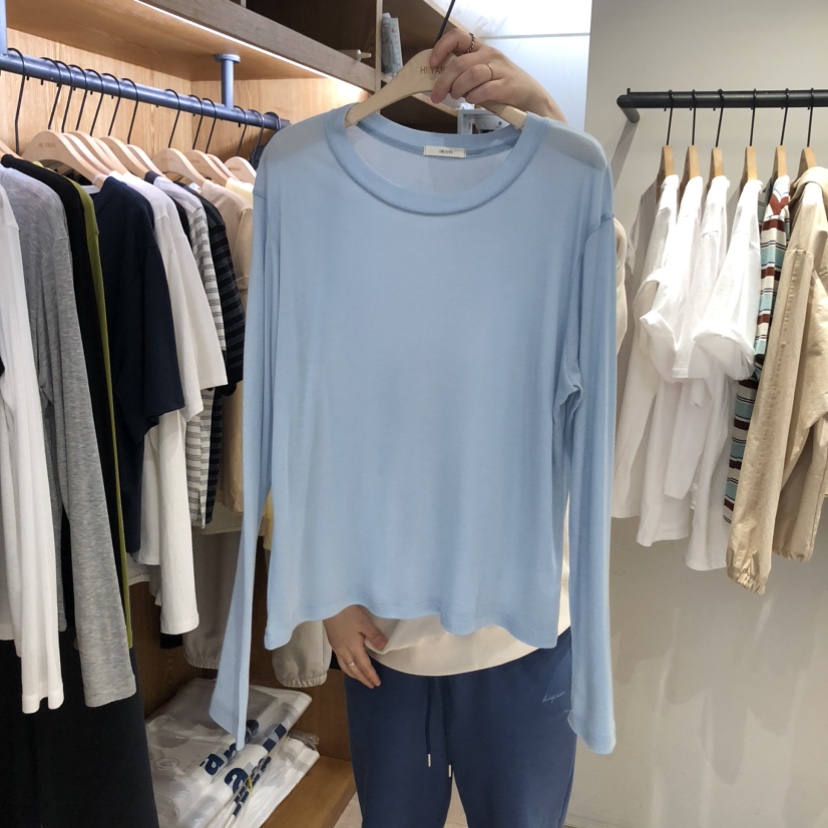 HI YANN韓國代購女裝新款推薦時尚休閑26春夏職業長袖T恤HI YANN長袖T恤圖色2