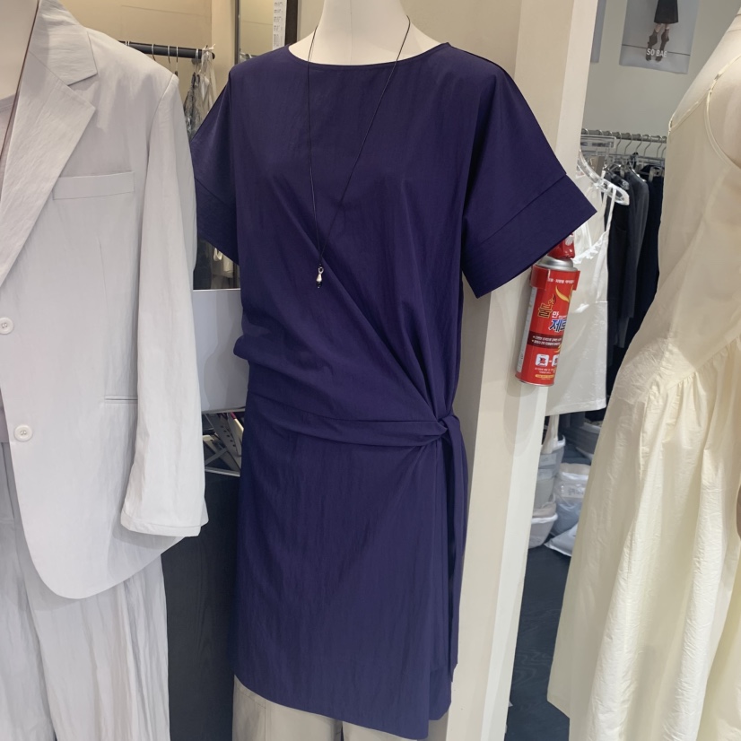 FLAT韓國代購女士新款26春夏休閑人氣熱賣時尚連衣裙褶皺FLAT連衣裙圖色2